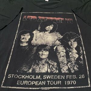 Led Zeppelin Stockholm 1970 Euro Tour Band T-Shirt Black XL Mythgem Retro 2011